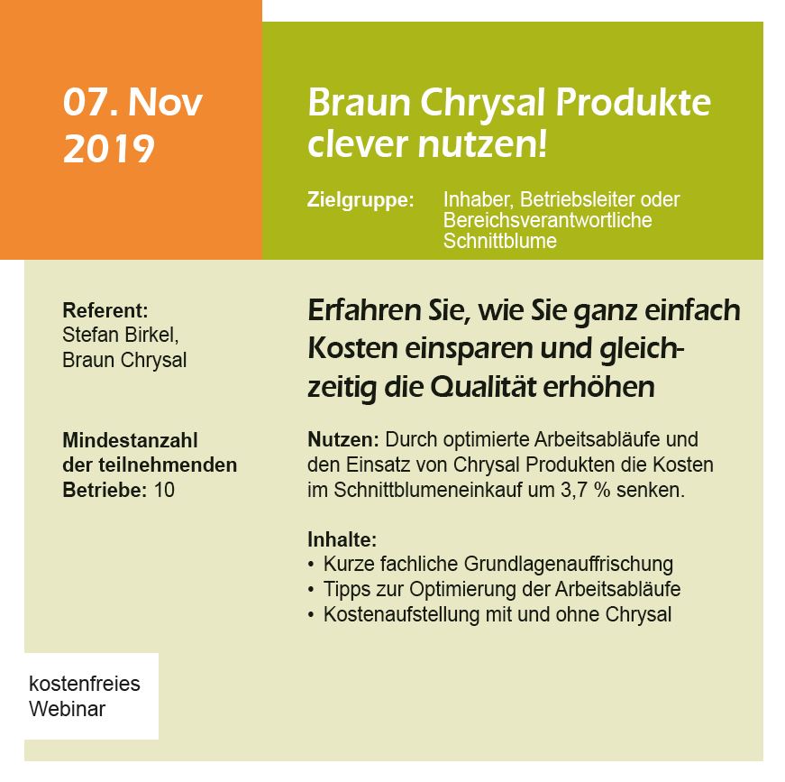 Webinar Braun Chrysal Produkte clever nutzen!